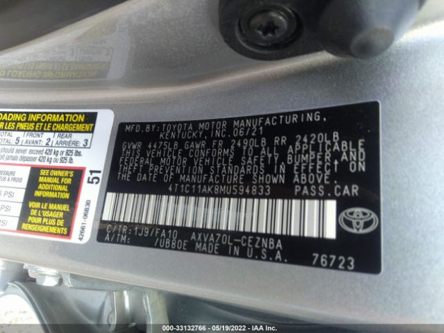 Photo 8 VIN: 4T1C11AK8MU594833 - TOYOTA CAMRY 