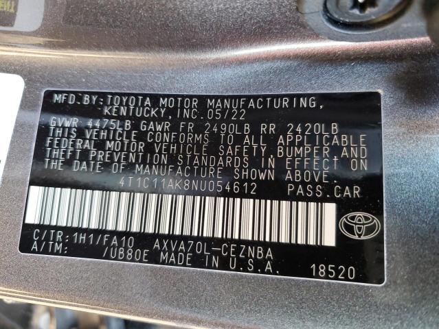 Photo 11 VIN: 4T1C11AK8NU054612 - TOYOTA CAMRY LE 