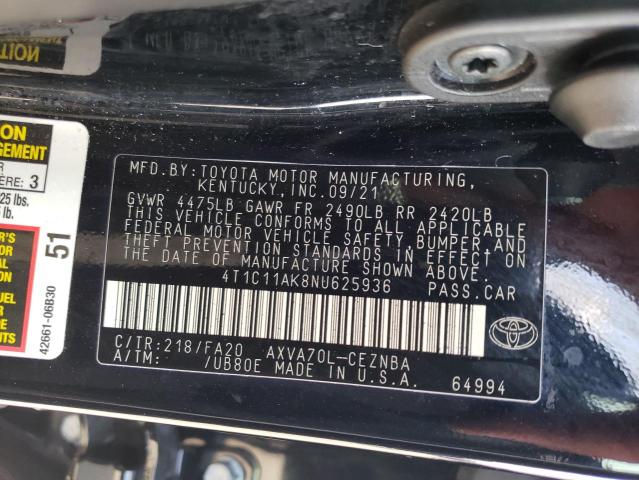 Photo 11 VIN: 4T1C11AK8NU625936 - TOYOTA CAMRY LE 