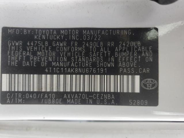 Photo 12 VIN: 4T1C11AK8NU676191 - TOYOTA CAMRY LE 