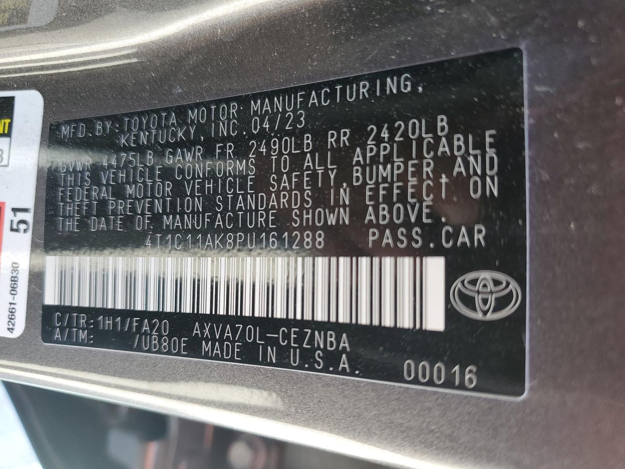 Photo 12 VIN: 4T1C11AK8PU161288 - TOYOTA CAMRY 