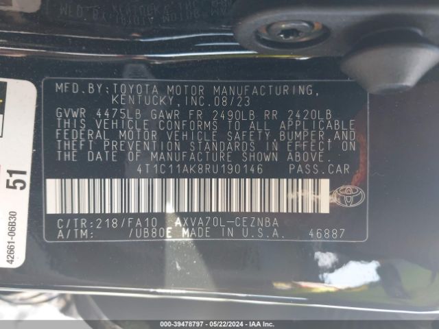 Photo 8 VIN: 4T1C11AK8RU190146 - TOYOTA CAMRY 