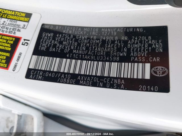 Photo 8 VIN: 4T1C11AK9LU334598 - TOYOTA CAMRY 