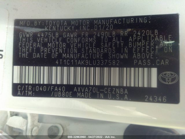 Photo 8 VIN: 4T1C11AK9LU337582 - TOYOTA CAMRY 