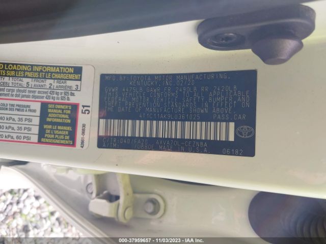 Photo 8 VIN: 4T1C11AK9LU361025 - TOYOTA CAMRY 