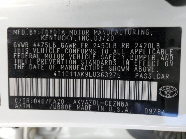 Photo 12 VIN: 4T1C11AK9LU363275 - TOYOTA CAMRY 