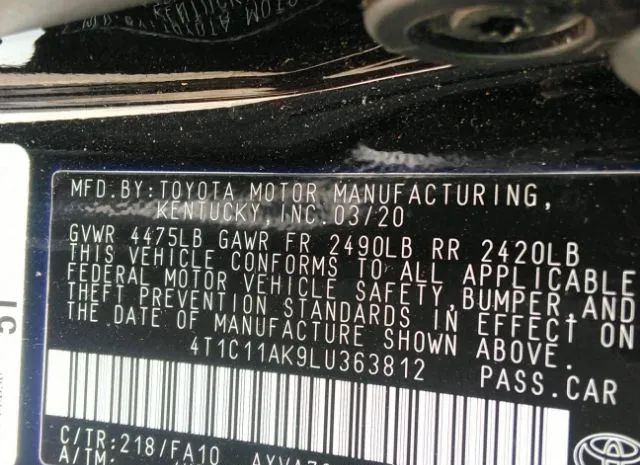 Photo 8 VIN: 4T1C11AK9LU363812 - TOYOTA CAMRY 