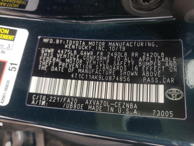 Photo 9 VIN: 4T1C11AK9LU874856 - TOYOTA CAMRY LE 