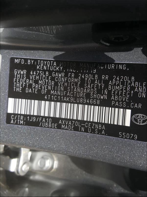 Photo 9 VIN: 4T1C11AK9LU894668 - TOYOTA CAMRY LE 