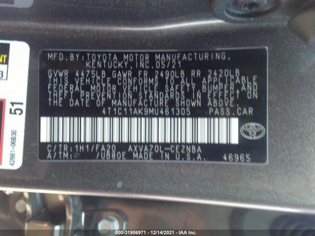 Photo 8 VIN: 4T1C11AK9MU461305 - TOYOTA CAMRY 