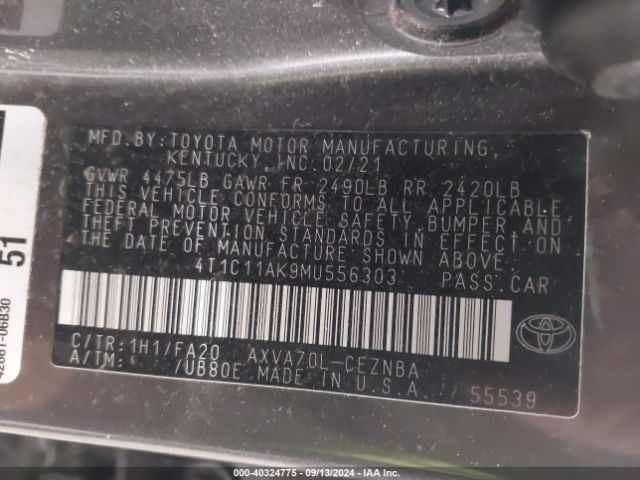 Photo 8 VIN: 4T1C11AK9MU556303 - TOYOTA CAMRY 