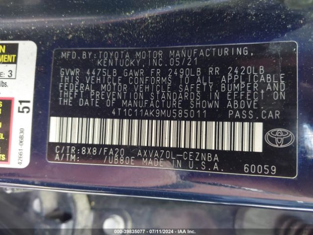 Photo 8 VIN: 4T1C11AK9MU585011 - TOYOTA CAMRY 