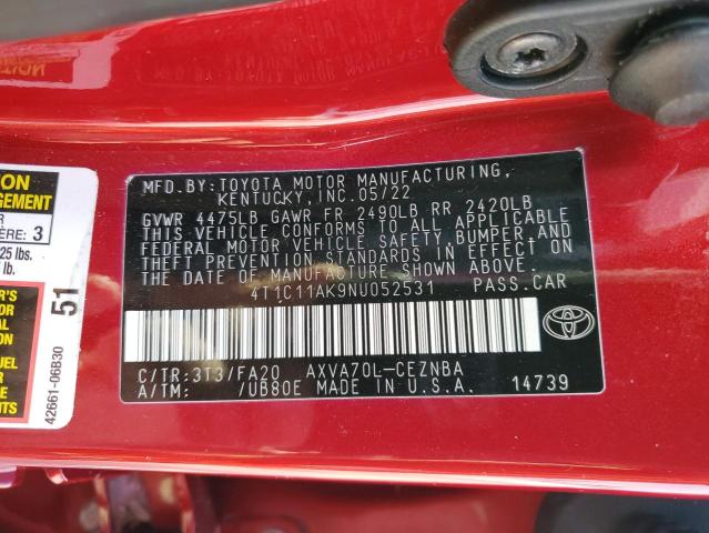 Photo 12 VIN: 4T1C11AK9NU052531 - TOYOTA CAMRY LE 