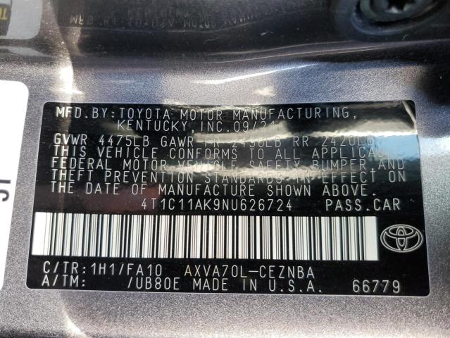 Photo 11 VIN: 4T1C11AK9NU626724 - TOYOTA CAMRY LE 