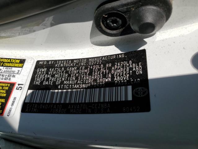 Photo 11 VIN: 4T1C11AK9NU670495 - TOYOTA CAMRY LE 