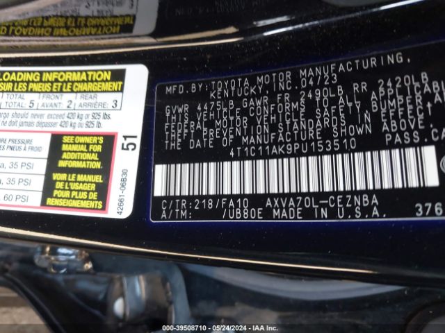 Photo 8 VIN: 4T1C11AK9PU153510 - TOYOTA CAMRY 