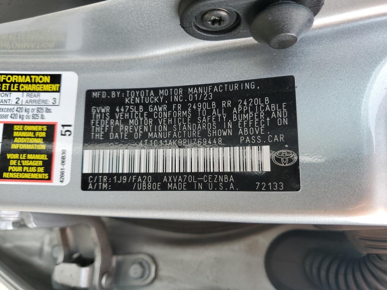 Photo 12 VIN: 4T1C11AK9PU769448 - TOYOTA CAMRY 