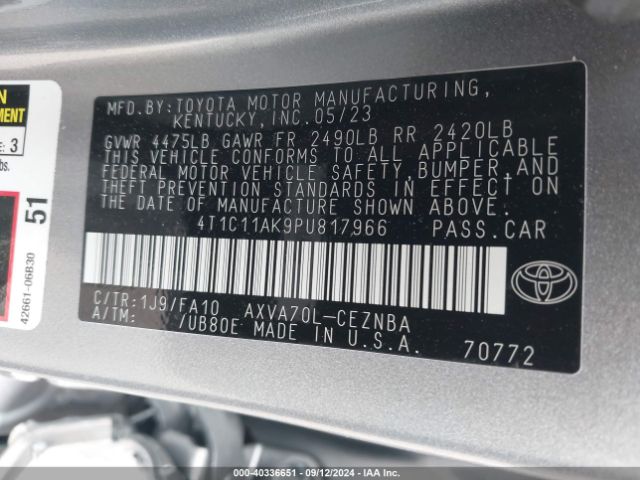 Photo 8 VIN: 4T1C11AK9PU817966 - TOYOTA CAMRY 