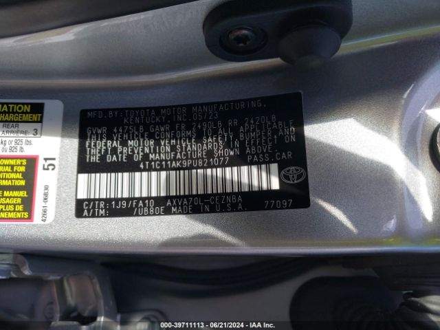 Photo 8 VIN: 4T1C11AK9PU821077 - TOYOTA CAMRY 