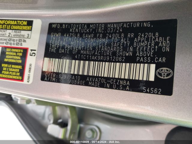 Photo 8 VIN: 4T1C11AK9RU912062 - TOYOTA CAMRY 