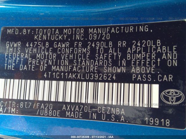 Photo 8 VIN: 4T1C11AKXLU392624 - TOYOTA CAMRY 