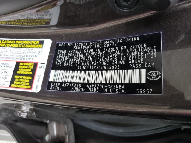 Photo 9 VIN: 4T1C11AKXLU859993 - TOYOTA CAMRY LE 