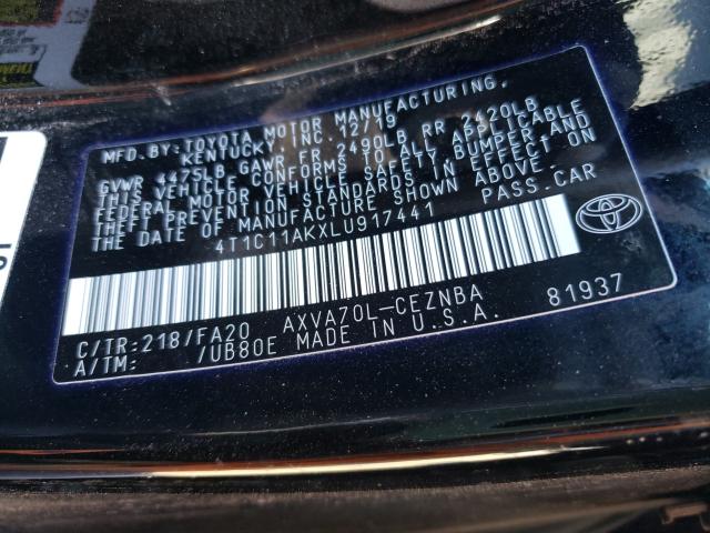 Photo 9 VIN: 4T1C11AKXLU917441 - TOYOTA CAMRY LE 