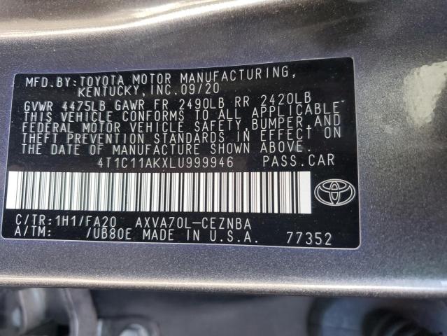 Photo 11 VIN: 4T1C11AKXLU999946 - TOYOTA CAMRY LE 