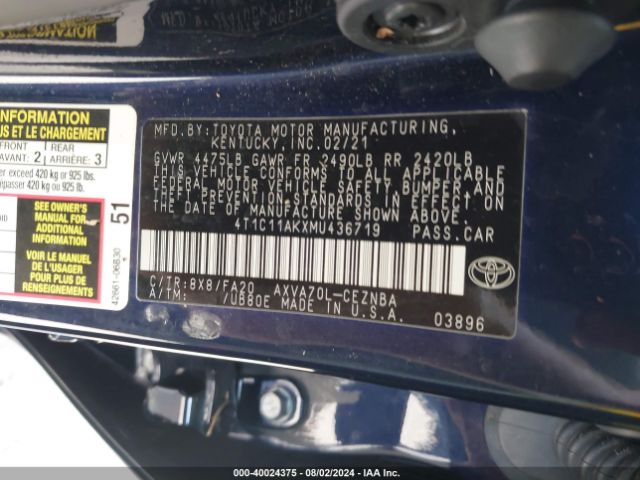 Photo 8 VIN: 4T1C11AKXMU436719 - TOYOTA CAMRY 