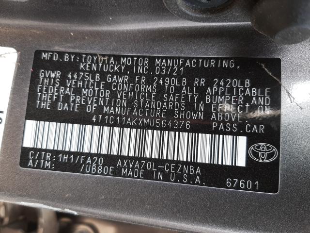 Photo 9 VIN: 4T1C11AKXMU564376 - TOYOTA CAMRY LE 