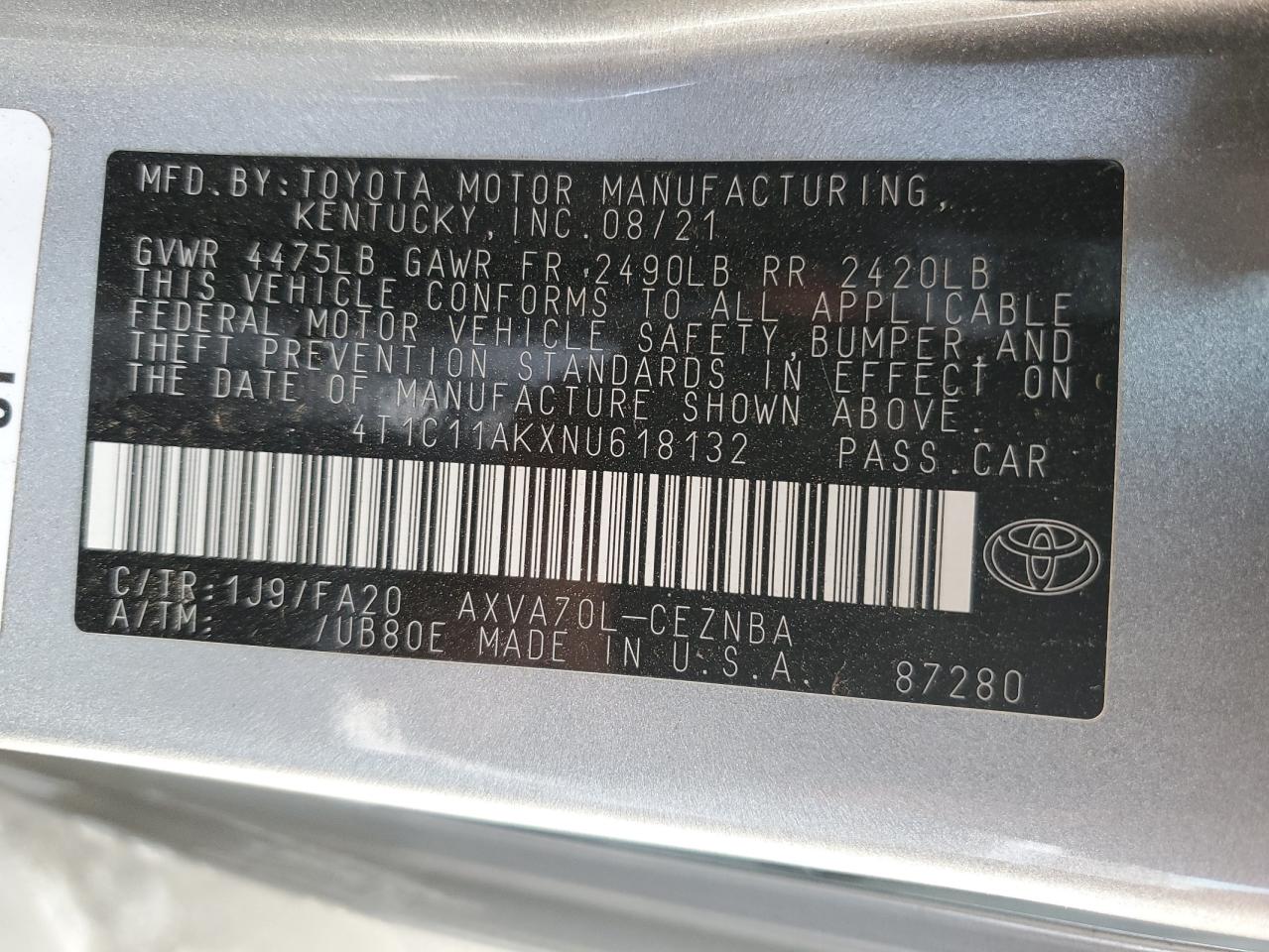 Photo 12 VIN: 4T1C11AKXNU618132 - TOYOTA CAMRY 