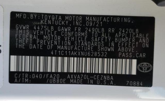 Photo 9 VIN: 4T1C11AKXNU628532 - TOYOTA CAMRY LE 