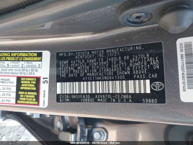 Photo 8 VIN: 4T1C11AKXNU641300 - TOYOTA CAMRY 