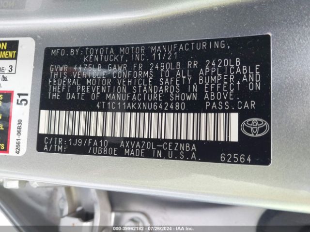 Photo 8 VIN: 4T1C11AKXNU642480 - TOYOTA CAMRY 