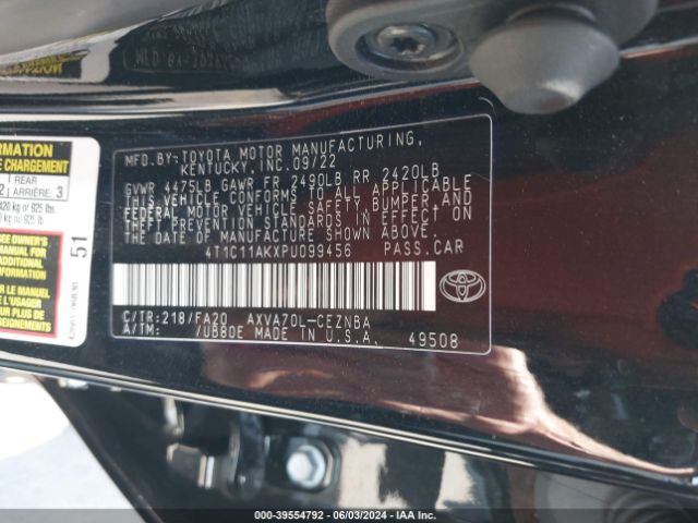 Photo 8 VIN: 4T1C11AKXPU099456 - TOYOTA CAMRY 