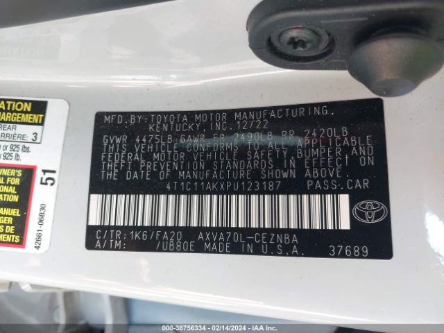 Photo 8 VIN: 4T1C11AKXPU123187 - KIA SPECTRA 