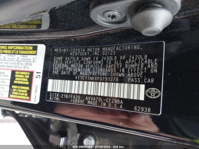 Photo 8 VIN: 4T1C11AKXPU791278 - TOYOTA CAMRY 