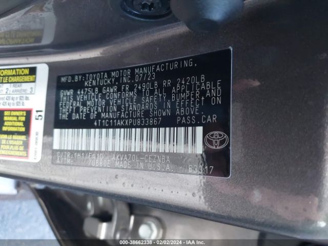 Photo 8 VIN: 4T1C11AKXPU833867 - TOYOTA CAMRY 