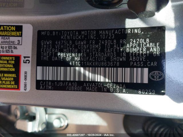 Photo 8 VIN: 4T1C11AKXRU863678 - TOYOTA CAMRY 