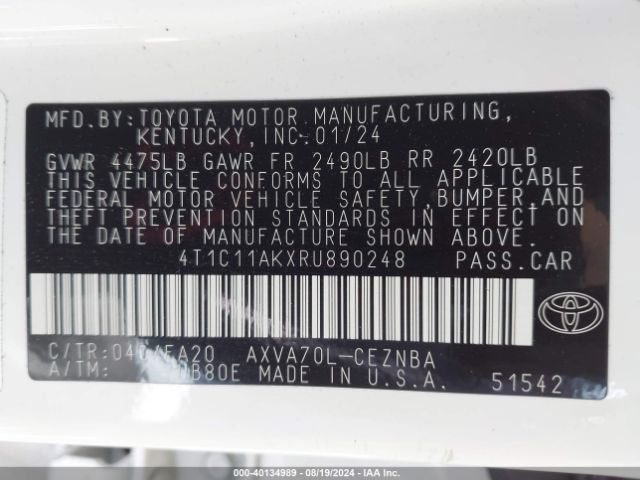 Photo 8 VIN: 4T1C11AKXRU890248 - TOYOTA CAMRY 