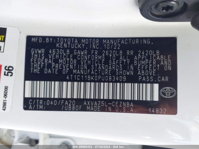 Photo 8 VIN: 4T1C11BK0PU083409 - TOYOTA CAMRY 