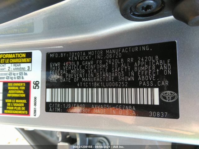 Photo 8 VIN: 4T1C11BK1LU006252 - TOYOTA CAMRY 