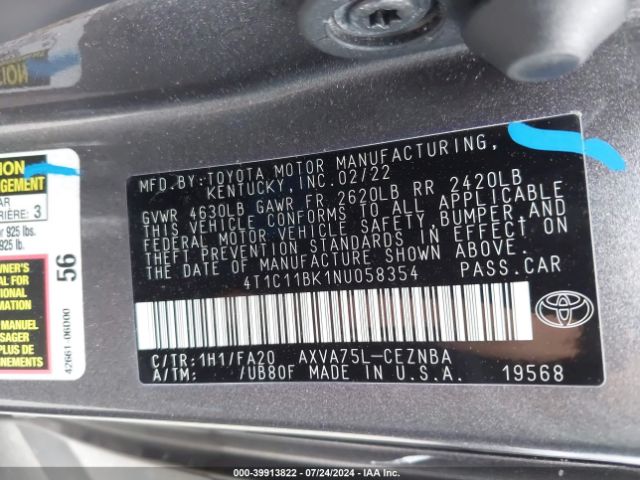 Photo 8 VIN: 4T1C11BK1NU058354 - TOYOTA CAMRY 