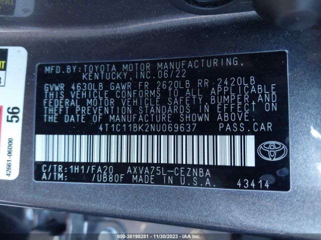 Photo 8 VIN: 4T1C11BK2NU069637 - TOYOTA CAMRY 