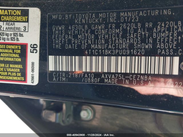 Photo 8 VIN: 4T1C11BK3PU091620 - TOYOTA CAMRY 