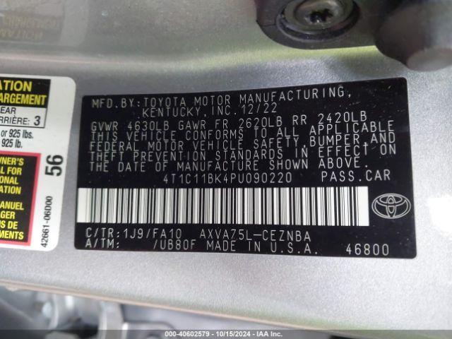 Photo 8 VIN: 4T1C11BK4PU090220 - TOYOTA CAMRY 