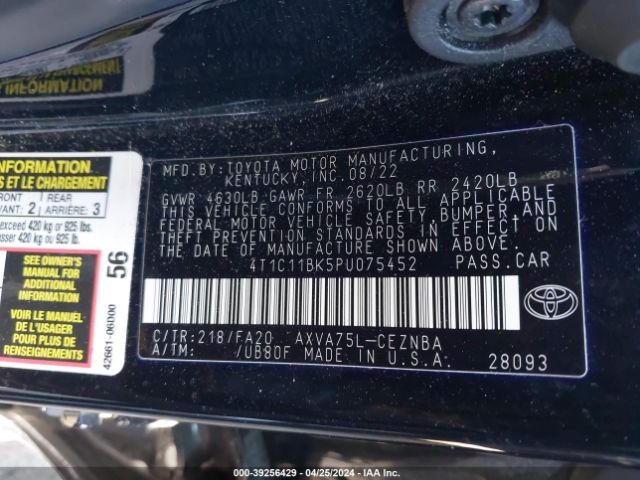 Photo 8 VIN: 4T1C11BK5PU075452 - TOYOTA CAMRY 