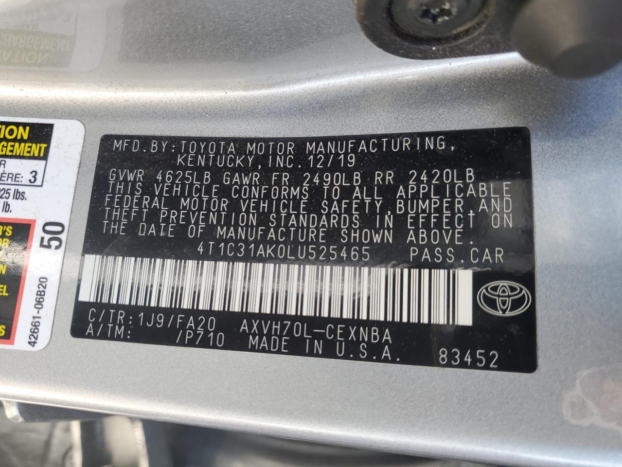 Photo 11 VIN: 4T1C31AK0LU525465 - TOYOTA CAMRY 