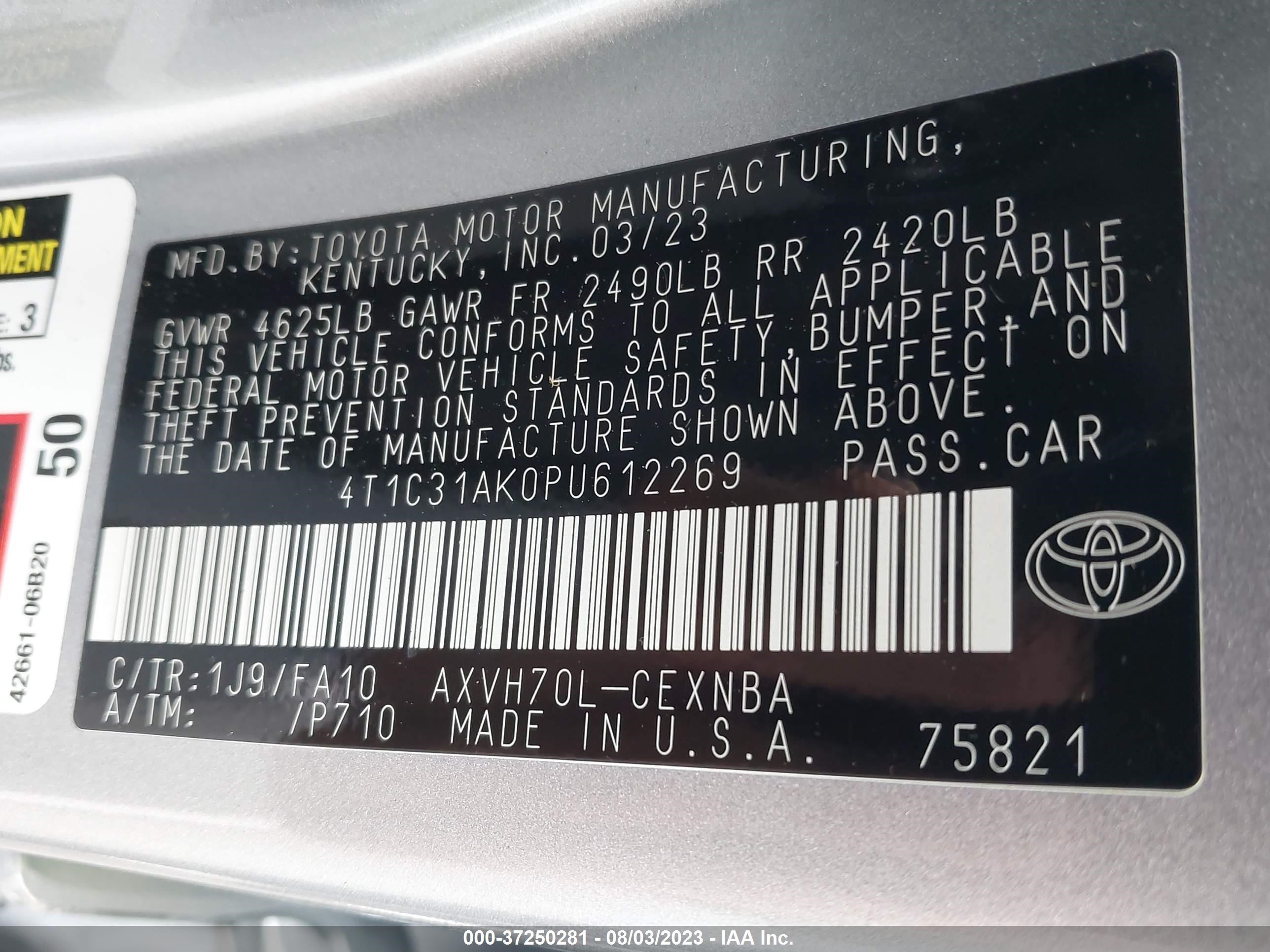 Photo 8 VIN: 4T1C31AK0PU612269 - TOYOTA CAMRY 