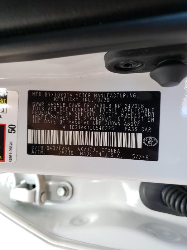 Photo 9 VIN: 4T1C31AK1LU546325 - TOYOTA CAMRY LE 